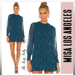 NWT Misa Los Angeles Teal Snake Dress (size small)